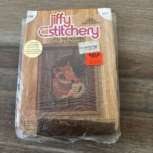 Vintage Sunset Jiffy Little Tree Squirrel Embroidery Sewing Crewel Kit Used